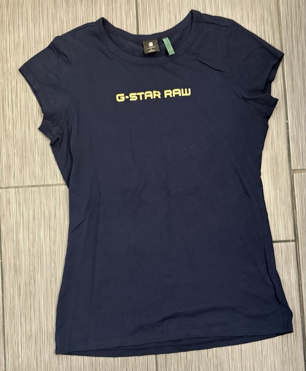 G-Star RAW Short Sleeve Crewneck T-shirt Organic Cotton Navy Blue Women’s Lrg